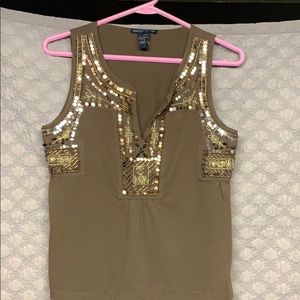 Sequined cotton tank